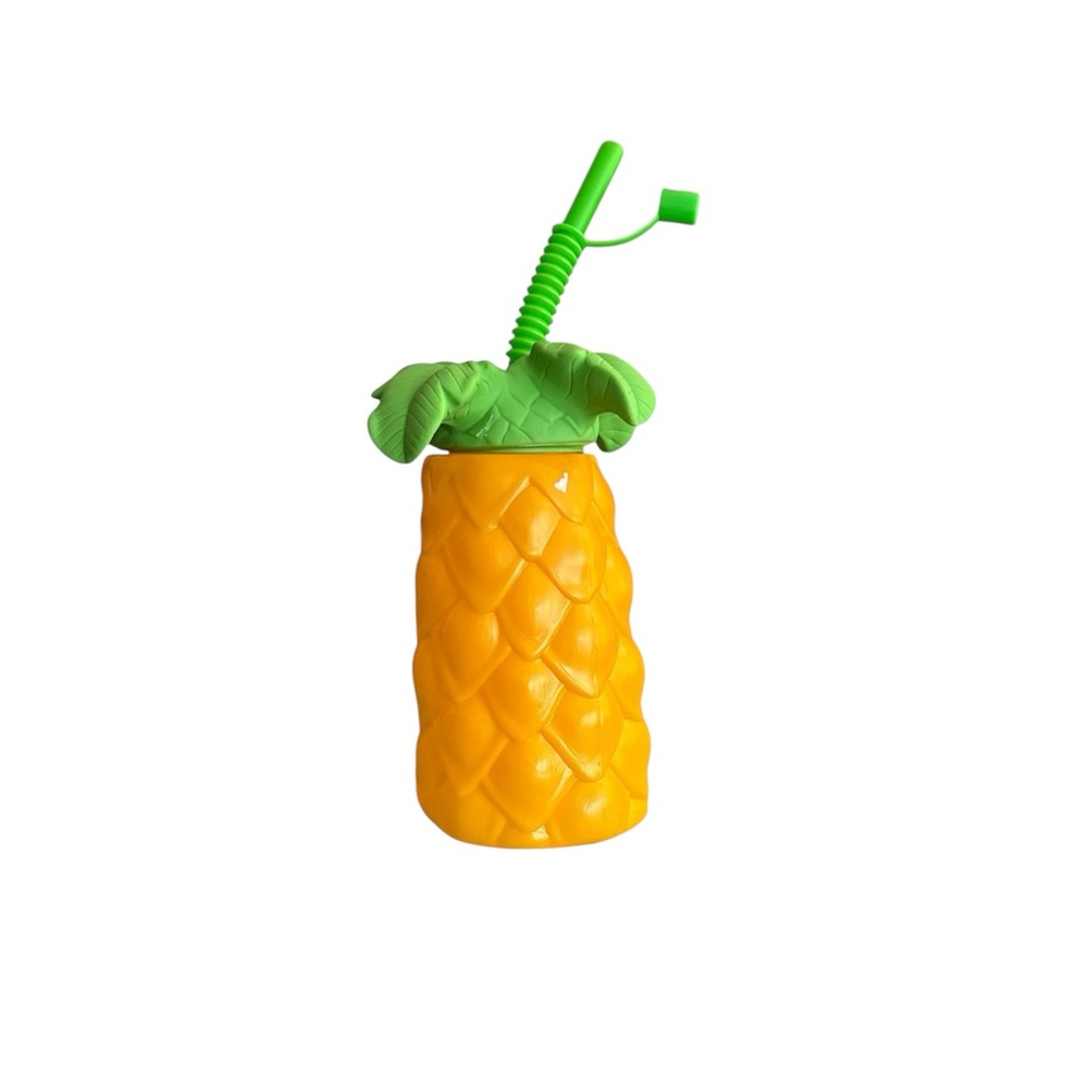 Fashion Pineapple Shape Cup Water Drinking Bottle Juice Cup Drink Mug with Straw